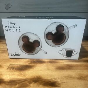 NWOT~Disney Mickey Mouse 3D Double Walled Glass Mugs~ Brand New